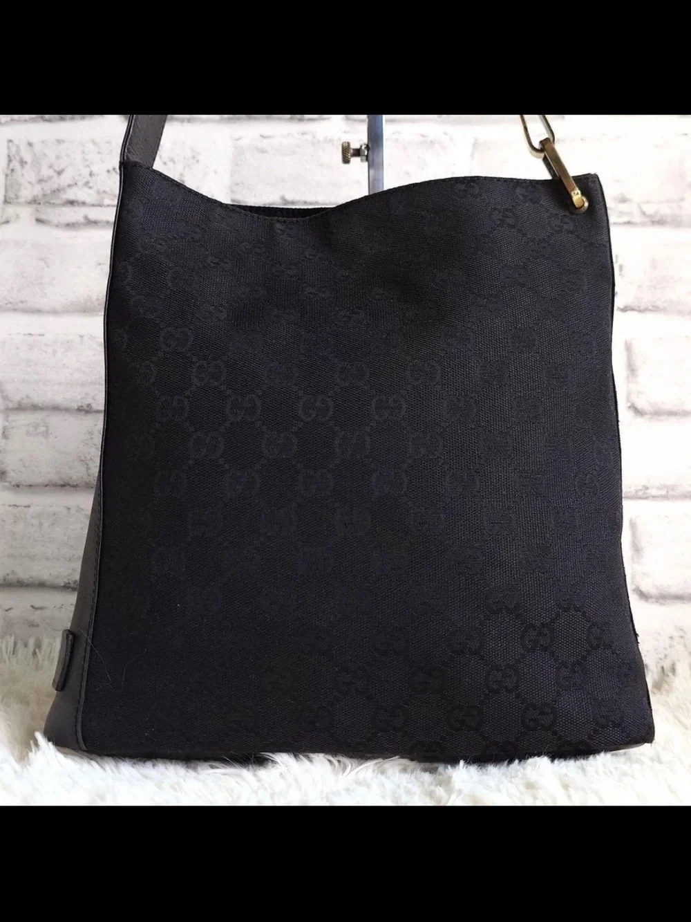 Gucci Black Signature Canvas Shoulder Bag
